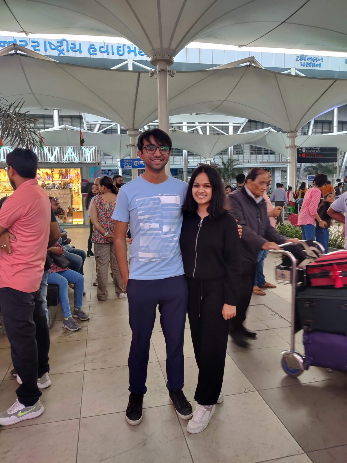 Bilv and Vinanti at Ahmedabad airport