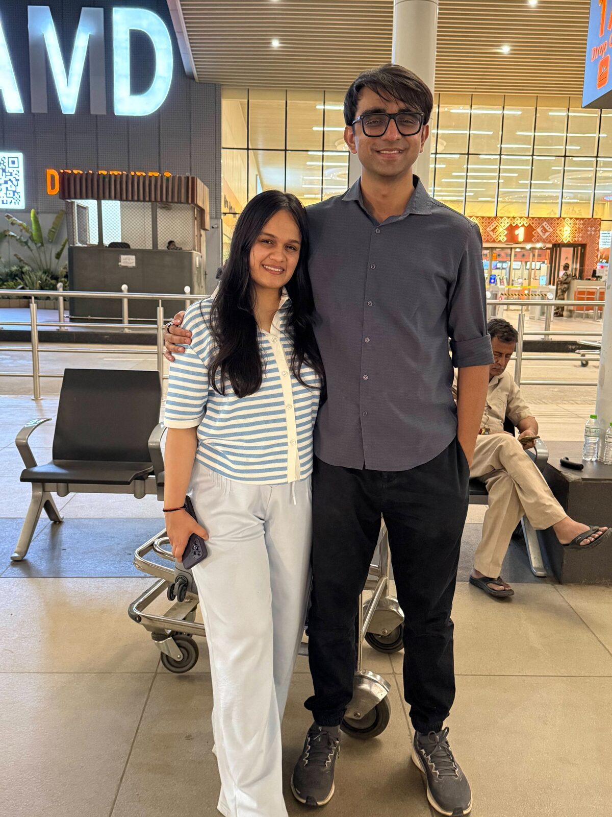 Bilv and Vinanti at Ahmedabad airport