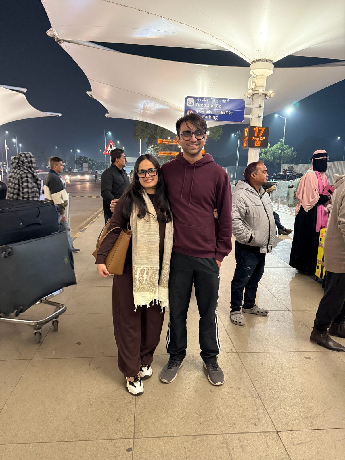 Bilv and Vinanti at Ahmedabad airport